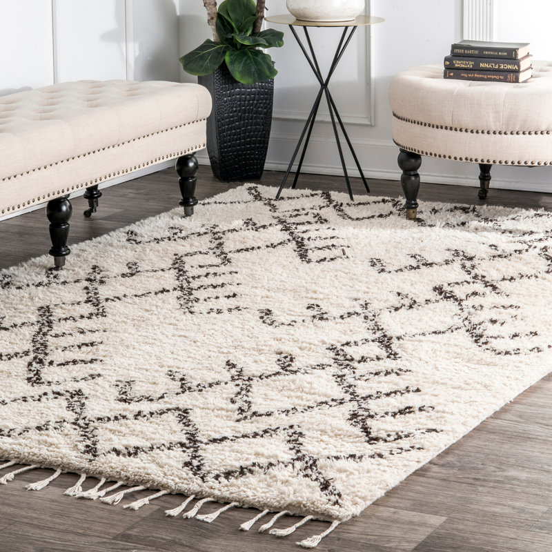 Union Rustic Nathen HandKnotted Wool Ivory Area Rug Wayfair